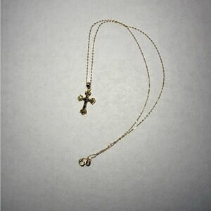 18k Solid Gold necklace with 10K Solid Golg cross pendant